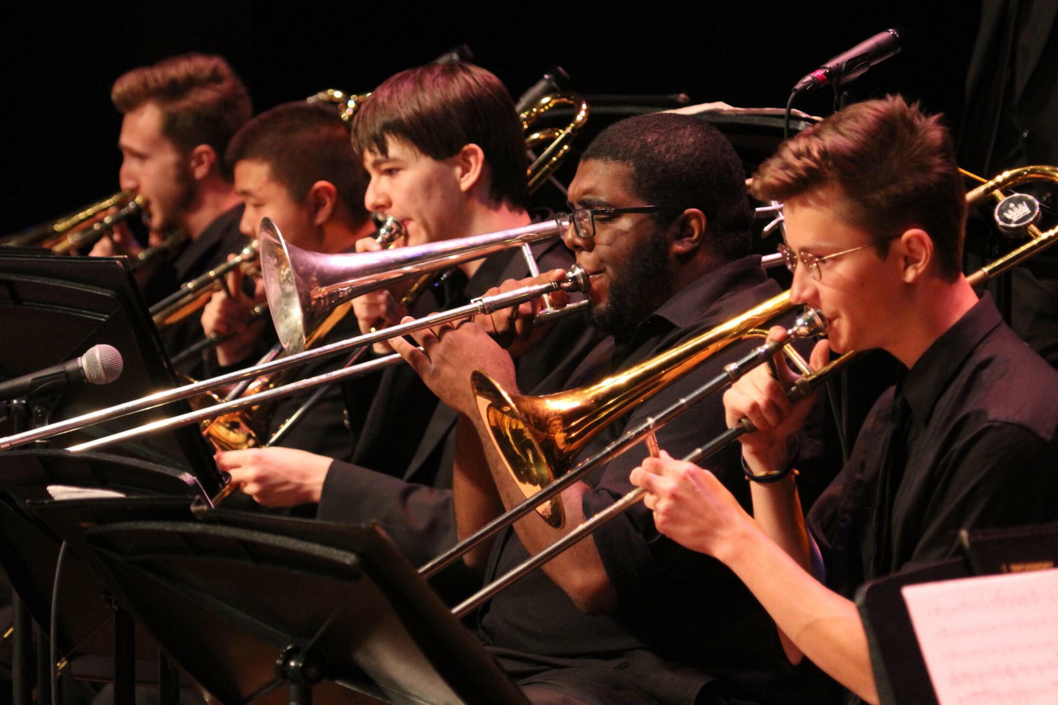 Students playing trombones